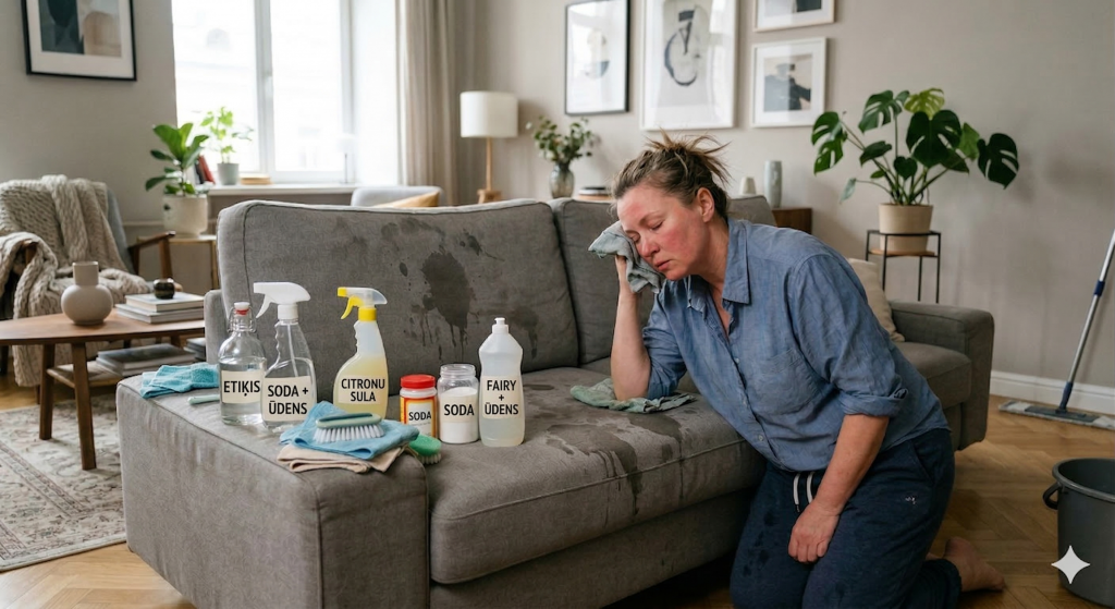 Dzīvnieku smaka dīvānā? Kāpēc mājas līdzekļi tikai pasliktina situāciju